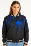 Chamarra Bomber Negra con Calaveras Azules