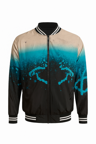 Bomber Gris Azul Negro Stain difuminada