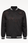 Chamarra Bomber Negra con Estampado de Calaveras y Corona
