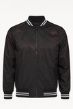 Chamarra Bomber Negra con Estampado de Calaveras y Corona