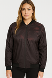Chamarra Bomber Negra con Estampado de Calaveras y Corona