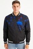 Chamarra Bomber Negra con Calaveras Azules
