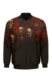 Chamarra Bomber Unisex con Calaveras y Rosas
