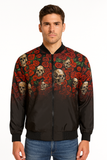 Chamarra Bomber Unisex con Calaveras y Rosas