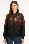 Chamarra Bomber Unisex con Calaveras y Rosas