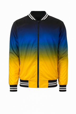 Chamarra Bomber Degradada Azul y Amarilla